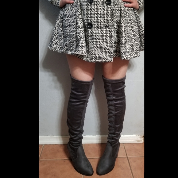 Elevator over knee boots Vegan Suede dark gray - Picture 5 of 7